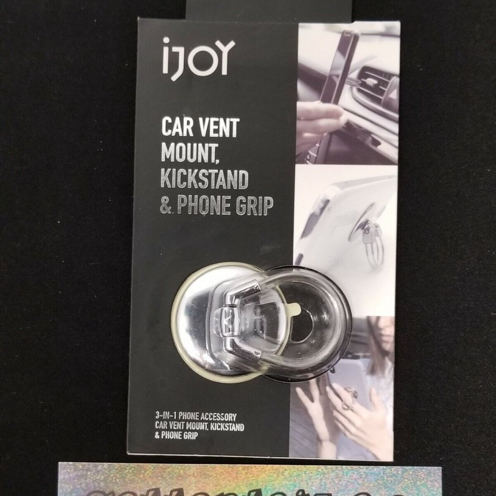 iJoy 3-in-1 Car Vent Mount, Kickstand, and Phone Grip - Silver - NEW